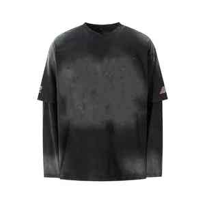 Custom Oversize <b>Waffle</b> Knit 100% Cotton Double Layer Long Sleeve T-<b>shirt</b> for Men - Product Image 5