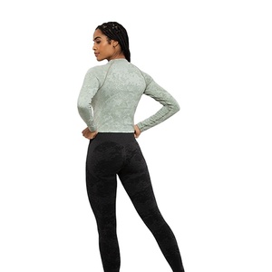 Camiseta Deportiva de Manga Larga para Mujer, con Logotipo Personalizado, Estilo Moderno, Lavado Ácido, Material Elástico, para Gimnasio, Verano - Product Image 2