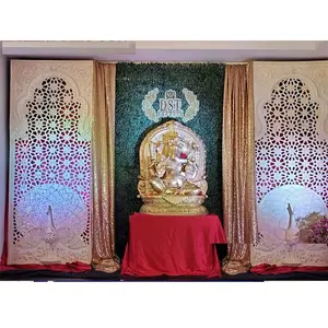 Entrada de boda tradicional FRP accesorios decoración de entrada de boda decoración para accesorios FRP Marco de pavo real con Ganesha para boda - Product Image 1