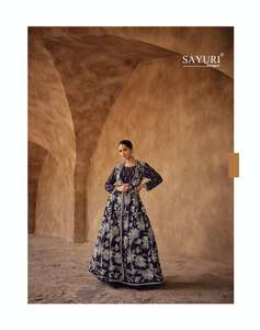 Dernier Designer Chinon Soie Broderie Séquence Travail Lehenga Choli Par Fab Zone - Product Image 3