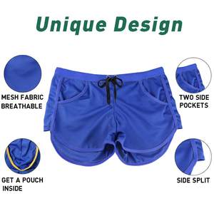 Pantalones Cortos Deportivos para Hombre, Transpirables, de Secado Rápido, Ligeros, Elásticos, de Poliéster/Algodón, con Cierre de Cordón y Bolsillo Lateral, para Gimnasio - Product Image 6