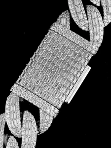 Collier chaîne en argent sterling 925 avec diamants Moissanite étincelants taille baguette et taille ronde, style Cuban Link, pour homme et femme - Product Image 5