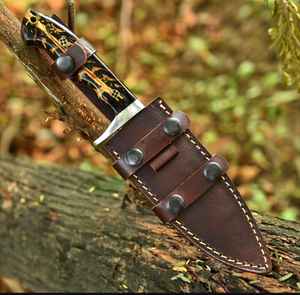 Vente chaude Couteau de chasse à lame fixe fait main personnalisé Haute qualité Survie en plein air Camping Lame en acier à haute teneur en carbone avec étui - Product Image 6