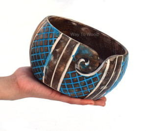 Handmade Wooden Yarn <b>Bowl</b> Large Durable Antique Wooden Yarn Holder with Smooth Design Craft Projects Yarn Storage - Product Image 6