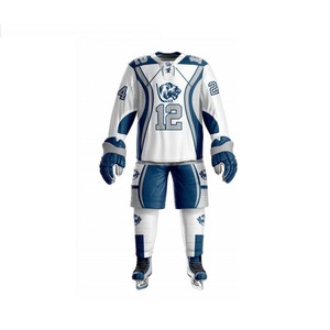 Ropa de hockey sobre hielo de poliéster hecha a medida para hombre, nuevo diseño, conjunto de uniforme impreso con el nombre del equipo OEM, ropa deportiva lisa con patrón en blanco - Product Image 5