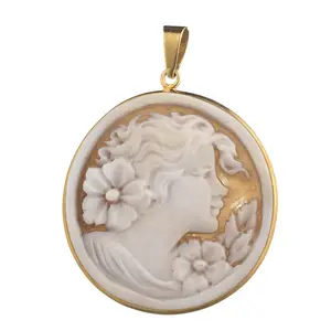 CAMEO PENDANT IN DAMA SARDONYX MM 35/40 HAND-ENGRAVED AND HAND-ASSEMBLED IN 925 SILVER PLATED WITH 24KT GOLD