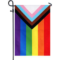 Lot de 2 drapeaux de jardin Progress Pride - Petits drapeaux arc-en-ciel LGBT 12,5x18 pouces, bannière pour la communauté gay, lesbienne et transgenre, résistante aux UV