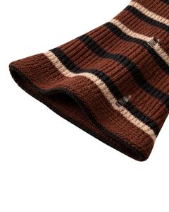 Manufacturer Custom <b>Brown</b> Black Striped Cropped Knit Sweater Women Turtleneck Flare Sleeve Distressed Winter Fashion Casual Top - Product Image 5