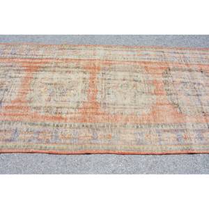 พรมขนแกะสไตล์วินเทจ4.6x10.9ft งานเย็บปะทำจากผ้าขนสัตว์สีส้มสีฟ้าสำหรับห้องนั่งเล่นหรือห้องโถงของตกแต่ง - Product Image 4