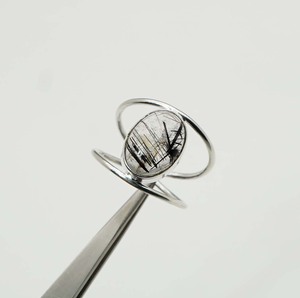 925 plata esterlina sólida abril mes piedra natal rutilo negro con ajuste de bisel forma ovalada anillo de doble banda de piedras preciosas - Product Image 4