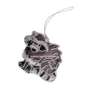 ผ้าสีดํารูปสุนัขขนาดเล็กผลิตภัณฑ์ของงานปักโบราณและลูกปัดสําหรับแขวนรายการเครื่องประดับตกแต่งต้นคริสต์มาส - Product Image 1