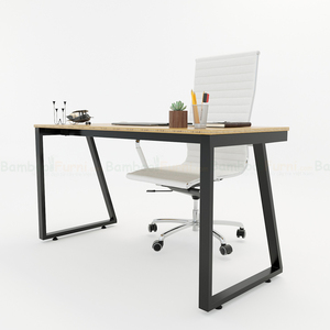 Minimalist Trapez Bamboo II <b>Desk</b> 140x60cm Assembled Metal Legs - Product Image 3