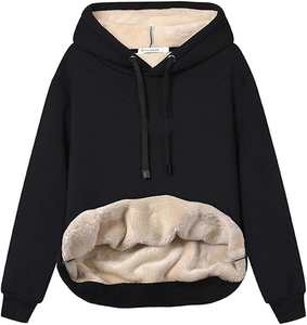 Women's Custom Design Winter Pullover <b>Hoodie</b> <b>Sherpa</b> Lined Fleece Sweatshirt 100% Cotton Knitted OEM Wholesale - Product Image 3