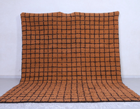 Tapis Beni Ourain à carreaux brun chocolat, grand tapis berbère en laine marocaine personnalisé, décoration d'intérieur