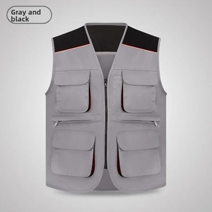 Gilet en toile décontracté pour homme, grande taille, imperméable, ample, vêtements de travail, logo imprimé, texte, événement public, publicité, veste crochetée - Product Image 5