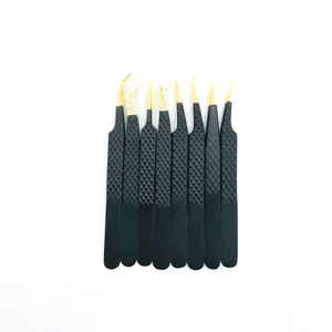 Pinces à cils professionnelles de haute qualité, extensions de cils, logo personnalisé, pointe dorée, outils de beauté durables, pinces en acier inoxydable - Product Image 6