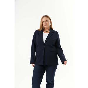Veste à poches filetées grande taille bleu marine - Product Image 1
