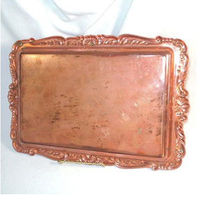 Bandeja de cobre real bandeja de cobre rectangular bandeja de vajilla martillada decorativa - Product Image 1