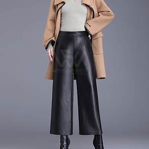 OEM Prix de gros Pantalon en cuir pour femmes Meilleure vente Hiver Dernière conception avec taille moyenne et devant plat - Product Image 4