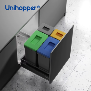UNIHOPPER Cadre détachable <span class=keywords><strong>Poubelle</strong></span> à double tirette Armoire de <span class=keywords><strong>cuisine</strong></span> <span class=keywords><strong>Poubelle</strong></span> intégrée en plastique <span class=keywords><strong>Poubelle</strong></span> à fermeture douce <span class=keywords><strong>Tiroir</strong></span> - Product Image 4