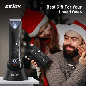 Tondeuse électrique rechargeable par USB pour hommes, pour les poils du corps et de l'aine, lame en céramique, rasoir pour poils pubiens avec lumière LED - Product Image 3