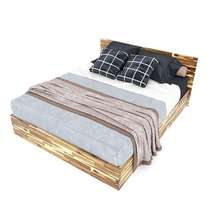 Natural Color 160x200cm Acacia Wood <b>Bed</b> <b>Frame</b> Solid Modern Rustic Japanese Style for Double Queen King Size BedroomsGN68038 - Product Image 4
