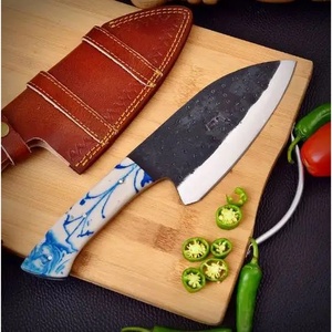 Custom Handmade 10-Inch Carbon Steel Chef Cleaver <b>Knife</b> with Unique Leather <b>Sheath</b> Beautiful Handle Customizable Supported - Product Image 6