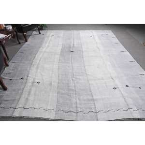 Alfombra Vintage de 9x10.8 pies, Alfombra Turca Extra Grande, Alfombra Gris con Diseño de Patchwork - Product Image 1