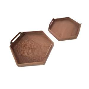 Bandeja hexagonal KORU hecha a mano de madera de alta calidad, diseño moderno, resistente al calor, multifuncional, la mejor bandeja decorativa de exportación - Product Image 1