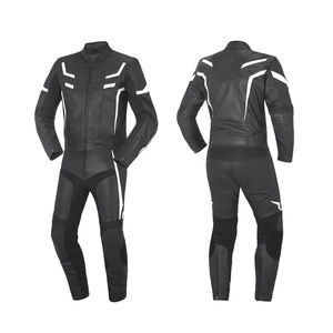 Factory Made Genuine Leather Winter Plus Size Printed Windproof Racing Motorbike Suits-Men's Leather Jackets Pants Sets - Product Image 3