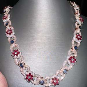 Chaîne cubaine en argent S925 glacée, 3 rangs, 14 mm-20 mm, VVS Moissanite, testeur de diamants, conforme à la norme GRA, style hip-hop, pour hommes - Product Image 2