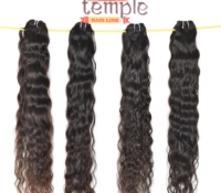 Ekstensi Rambut India Grosir 100% Virgin Remy Double Weft Tanpa Proses Mesin, Gelombang/Keriting 100g, Rambut Tenun Tamil Nadu Panjang