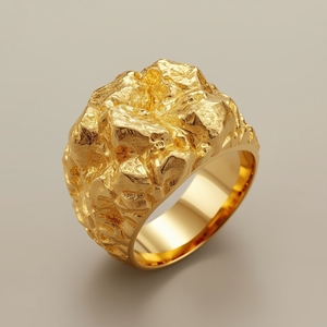 Anillo de Sello para Hombre de Oro con Textura de Pepita, Oro Sólido de 18K, Bañado en Rodio, Joyería Fina de Moda para Bodas y Fiestas, Fabricante OEM - Product Image 3