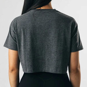 Camiseta Corta de Moda para Mujer, Color Blanco y Gris, Estampada, de Algodón y Poliéster, Precio al por Mayor - Product Image 5