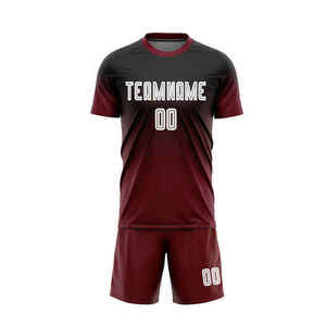 Ensemble de maillot de football pour homme INDEX APPAREL, noir et rouge, sublimé, respirant, manches courtes, col rond, coupe athlétique, adulte - Product Image 2