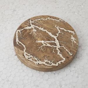 Home & Office Decor and Housewarming Gift Acacia Wood Coasters And Office Bar Kitchen <b>Coffee</b> Water And Tea Use - Product Image 3