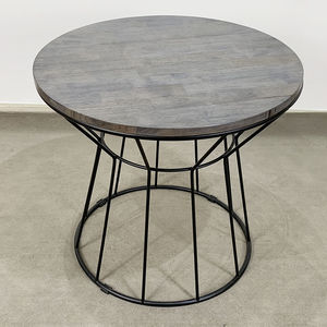 Antique Iron Frame <b>Coffee</b> <b>Table</b> with Wooden Top 60x60x52cm Durable Convertible Industrial Design for Living Room Use - Product Image 4