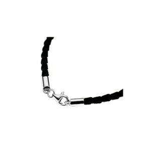 Embout avec fermoir en argent sterling 925 9mm fermoir mousqueton 3mm chambre à air pour collier de cordon en cuir - Product Image 3