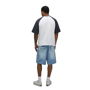 No MOQ High Quality Summer T-Shirts Men Reglan Sleeves Plus Size Loose Fit T-Shirt <b>Down</b> Shoulder 100% Knitted Fabric Blank - Product Image 2