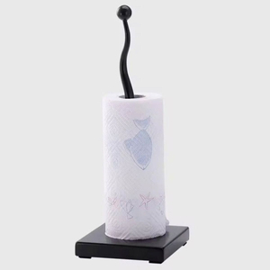 High Quality <b>Black</b> Metal Standing <b>Tissue</b> <b>Paper</b> Holder With Wire Base For Home Kitchenware Decor <b>Paper</b> Towel Holder - Product Image 2