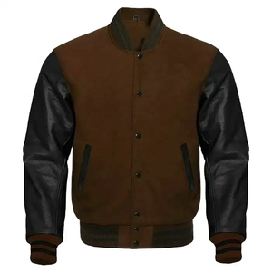 Chaqueta de béisbol con estampado de logotipo personalizado para hombre, ropa de calle deportiva informal lisa en blanco, chaqueta universitaria buena - Product Image 5