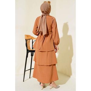Vestido Flowy Layered Camel - Product Image 3