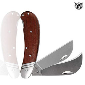 Couteau pliant artisanal à double lame en acier Damas de haute qualité, personnalisable avec logo OEM, pour survie en extérieur, chasse, camping, bushcraft, Camel - Product Image 6
