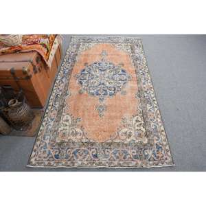 Alfombra Turca Vintage de Lana Azul, 3.2x7 pies (96.5x212 cm) - Product Image 1
