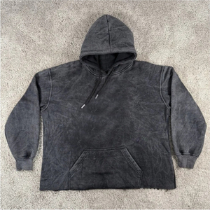Sweat à capuche pour homme personnalisé de haute qualité, style streetwear d'hiver, effet délavé, brodé, 2 pièces, doublure en coton, style vintage - Product Image 1