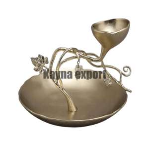 Cuenco chapado en oro decorativo de lujo más vendido nuestra nueva colección diseño de hoja de metal decorativo para el hogar - Product Image 1