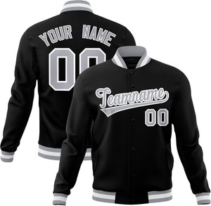Veste universitaire personnalisée OEM pour les équipes collégiales, manches de couleur contrastée avec logo appliqué brodé pour la saison printanière - Product Image 3