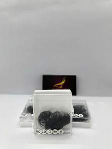 Extensiones de Cabello Sintético Hechas a Mano en Fábrica Profesional, Grosor de 0.03-0.05mm, Volumen 10D, Curvatura CC/DD/M/L, Pre-fabricadas, Color Negro Mate - Product Image 2