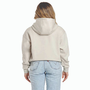 Venta al por mayor de alta calidad Crop Top lavado con ácido de las mujeres en relieve Puff impresión sudaderas con capucha de los fabricantes de ropa de aduanas Sudadera con capucha - Product Image 3