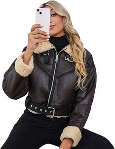 Nouvelle arrivée, veste de moto en peau de mouton véritable, doublure en soie teinte, veste chaude d'hiver pour femmes - Product Image 4